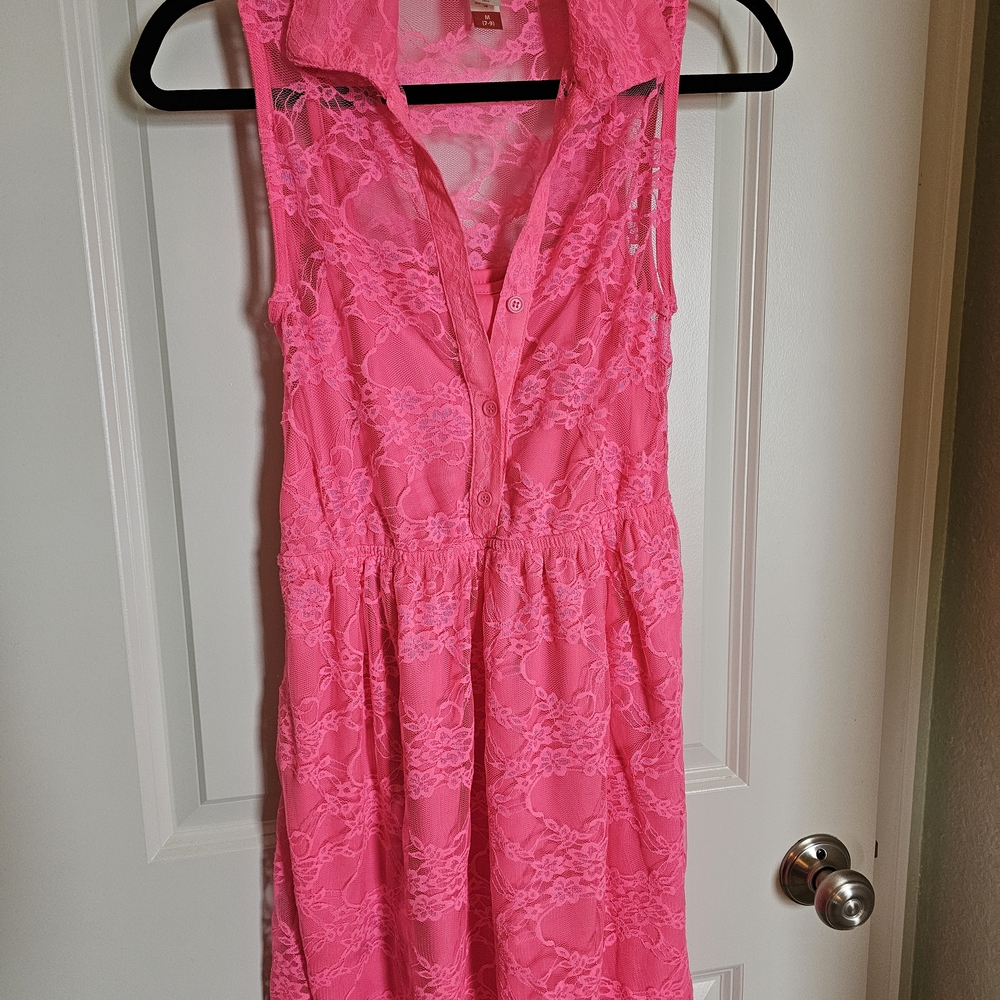 No Boundaries Vibrant Pink Lace Midi Dress